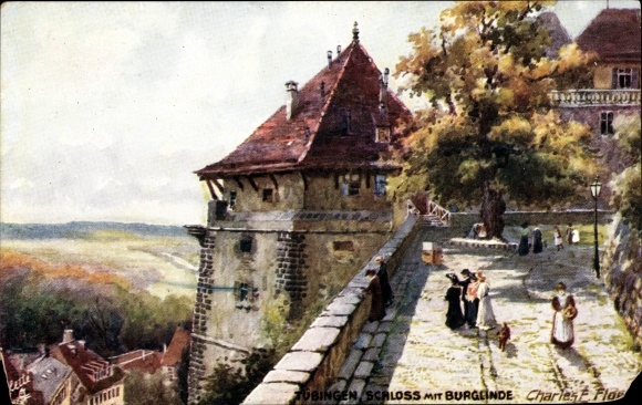 Artist PC Flower, Charles, Tübingen am Neckar, Castle with Burglinde, Tuck