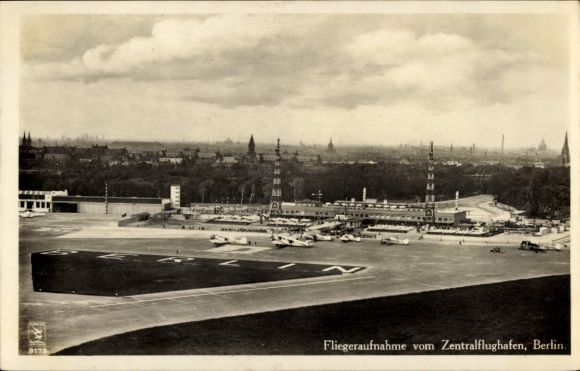 Ak Berlin Tempelhof, Zentralflughafen, Fliegeraufnahme, Junkers Ju-52