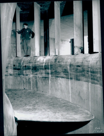 Photo Rhinau Rheinau Alsace Bas Rhin, hydroelectric power station, Henri Baranger 1963, La Photothèque EDF