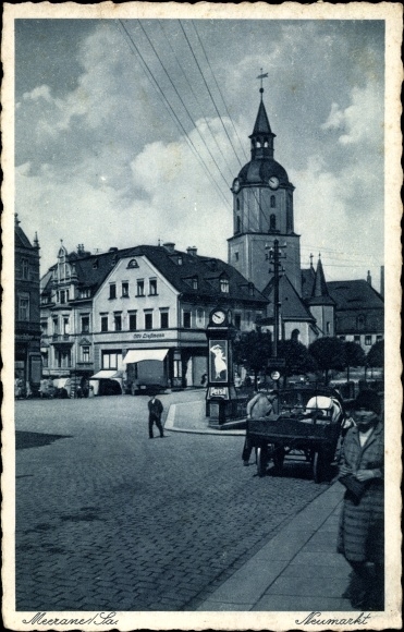 Ak Meerane in Sachsen, Neumarkt, Persil-Uhr