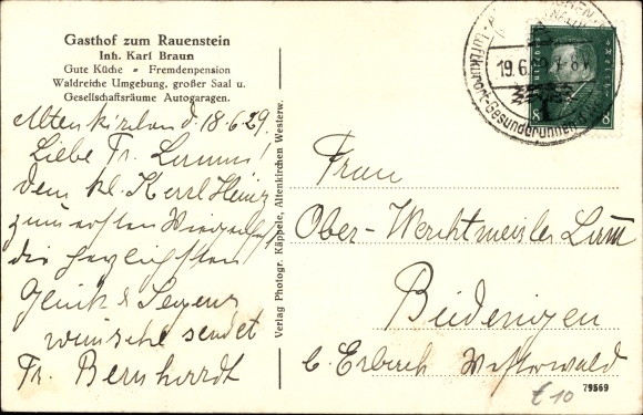 Postcard Almersbach Rhineland Palatinate, inn and guesthouse