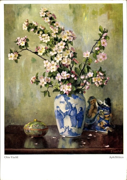 Künstler Ak Vaeltl, O.,  Apfelblüten, Blumenvase