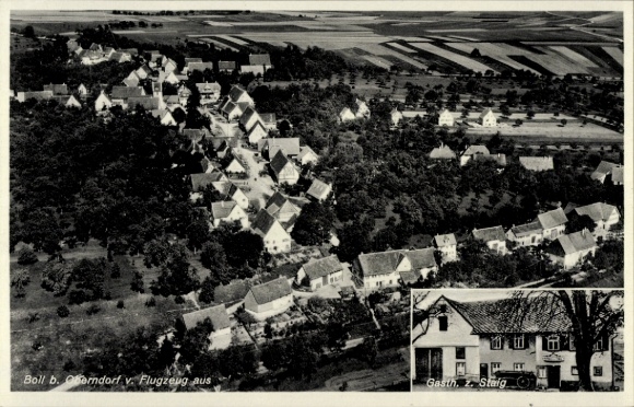 Postcard Boll Oberndorf am Neckar, aerial photograph, Gasthaus zum Stalg