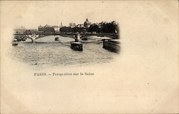 Ak Paris, Boulevard Saint Germain, Schiff auf der Seine, Brücke,  Schwarz-Weiß-Foto