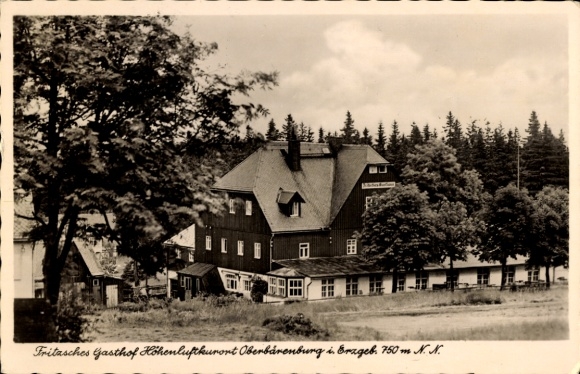 Ak Oberbärenburg Altenberg im Erzgebirge, Fritsches Gasthof, Höhenluftkurort, 750 m n.N., Somm...