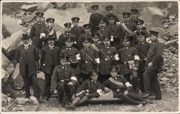 Photo Postcard Wiehl in the Oberbergischer Kreis, paramedics, Red Cross column, quarry