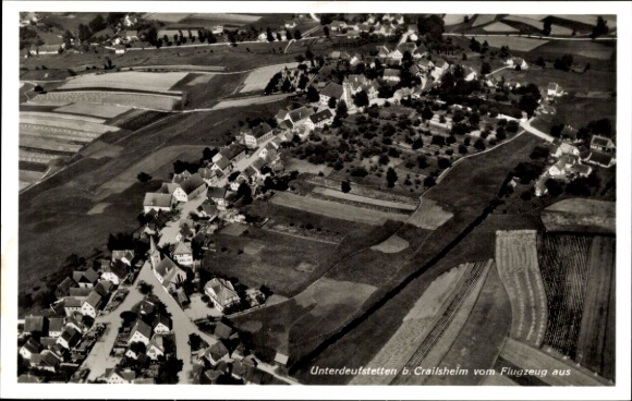 Postcard Unterdeufstetten Fichtenau in Württemberg, aerial photograph