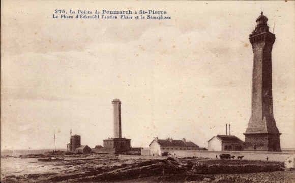 Postcard Penmarch Finistère, The Pointe de Penmarch a St-Pierre, Eckmühl Lighthouse the old lighthouse, semaphore