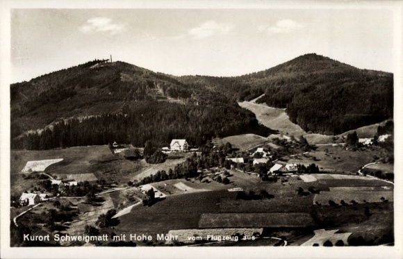 Postcard Schweigmatt Raitbach Schopfheim in Baden, aerial photograph with Hohe Möhr