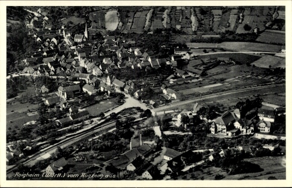 Postcard Roigheim in Baden Württemberg, aerial photograph