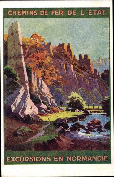 Kunstenaar Ak Calvados, Chemins de fer de l'Etat, Excursions en Normandie