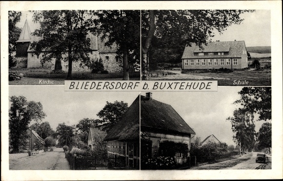 Ak Bliedersdorf in Nedersaksen, kerk, school, dorpsgezichten