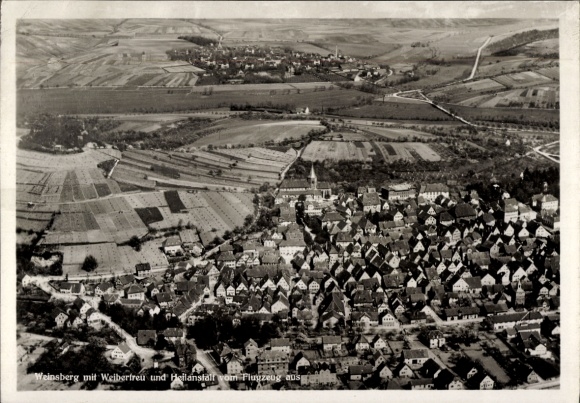 KP Weinsberg w dzielnicy Heilbronn, zdjęcie lotnicze Weiberfreu, sanatorium, malowniczy