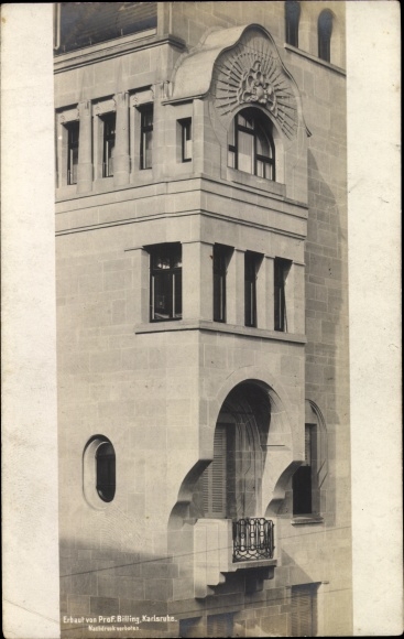 Art Nouveau PC Karlsruhe in Baden Württemberg, building, corner section, architect Hermann Billing
