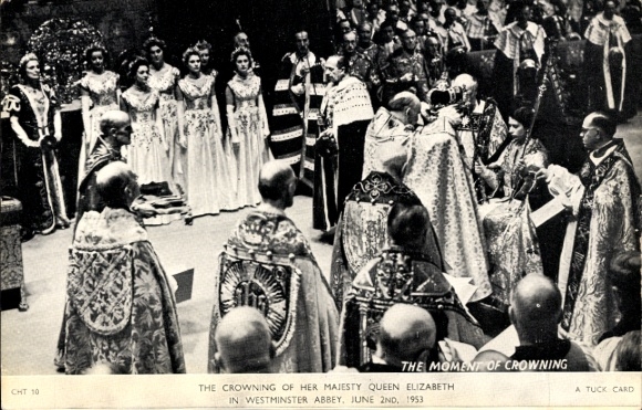 Ak London City, Westminster Abbey, Krönung von Königin Elizabeth 1953, Crowning, Queen Elizabeth