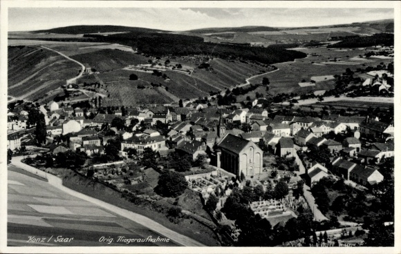 Postcard Konz on the Moselle, aerial photograph