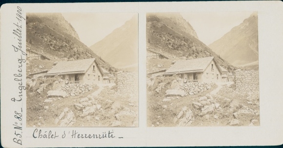 Stereo photo Engelberg Kt. Obwalden Switzerland, Chalet Herrenrüti, 1900