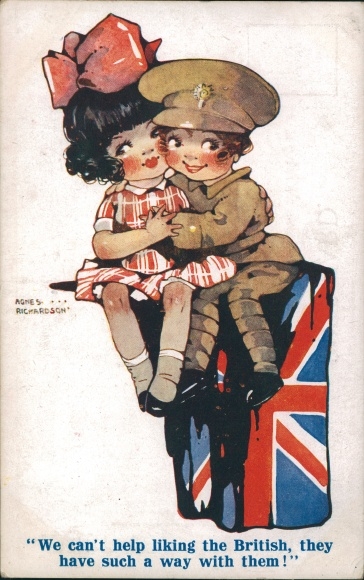 Artist PC Richardson, A., lovers, soldier in uniform, British flag