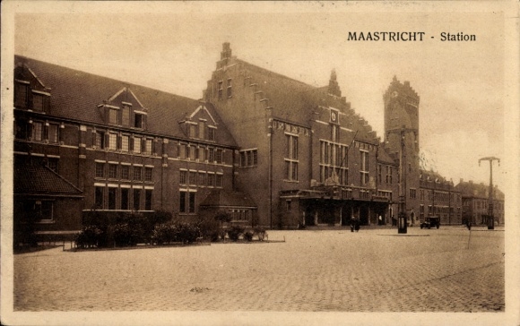 Postcard Maastricht-Limburg Netherlands, train station