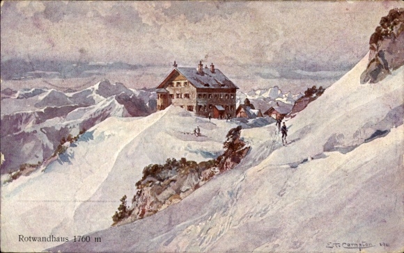 Artist Postcard Compton ET,snowy area,Rotwandhaus