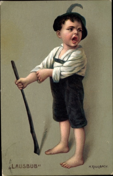 Artist PC Kaulbach, H., Lausbub, little cheeky farm boy