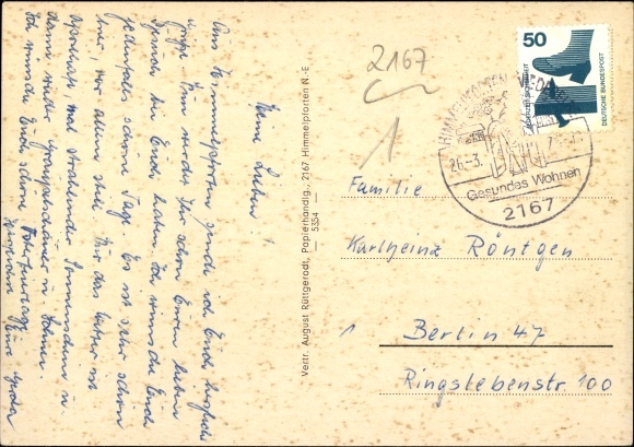 Postcard Himmelpforten Lower Saxony, center school