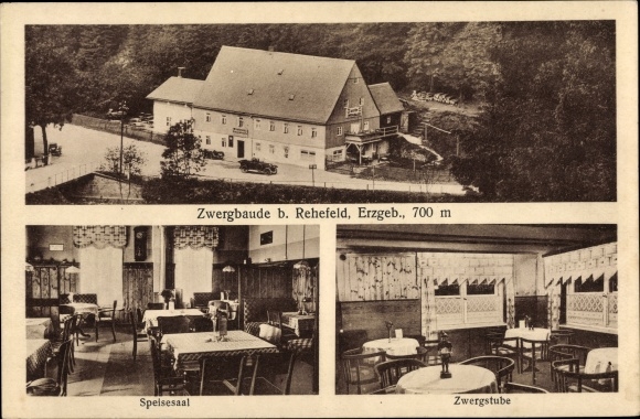 Postcard Hermsdorf in the Eastern Ore Mountains, dwarf cottage, dining room, dwarf room