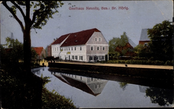 Ak Neunitz Döben Grimma in Sachsen, Gasthaus Neunitz Besitzer Br. Hörig