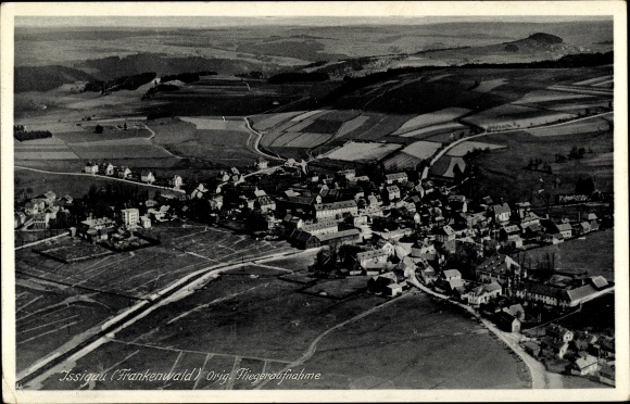 Postcard Issigau in Upper Franconia, aerial view