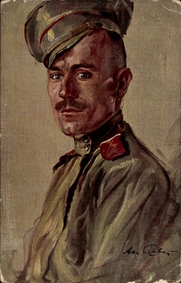 Artist Postcard Rabes, M., Russian, portrait of the Soldier