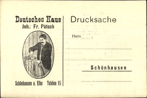 Postcard Schönhausen Elbe, Gasthof Deutsches Haus, Fr. Pütsch