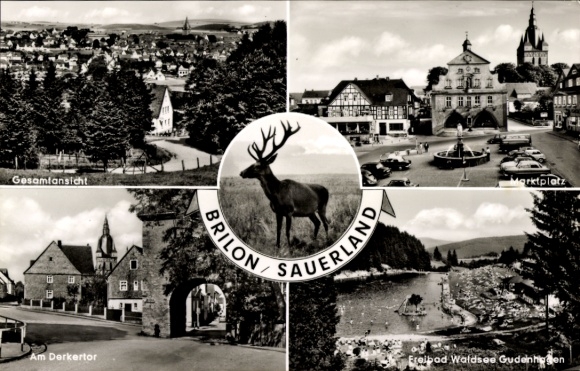 KP Brilon im Sauerland, basen odkryty Waldsee Gudenhagen, rynek, Derkertor, widok ogólny