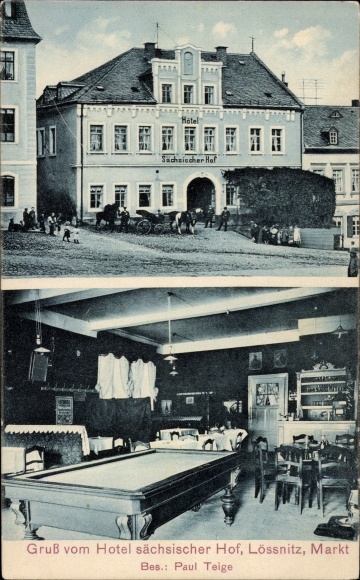 PC Lößnitz in the Erzgebirge Saxony, Hotel Sächsischer Hof, owner Paul Teige, billiard table