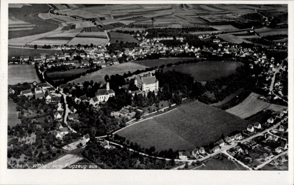 Postcard Erbach an der Donau Württemberg, aerial photograph