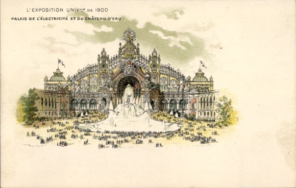 Litho Exposition Universelle de 1900, Palais de l'Electricite et du Chateau d'Eau