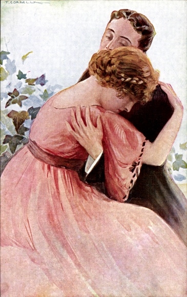 Artist Postcard Corbella, T., Lovers, Embrace