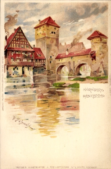 Artist Chromo-Litho Schmohl, P., Nuremberg in Middle Franconia Bavaria, Henkersteg