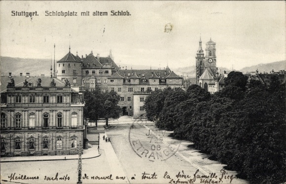 Postcard Stuttgart in Württemberg, Schlossplatz, Old Castle