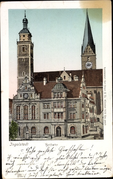 Illuminated window Postcard Ingolstadt an der Donau Upper Bavaria, City Hall, Golden Windows