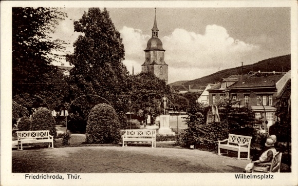 Postcard Friedrichroda in the Thuringian Forest, Wilhelmsplatz, church tower