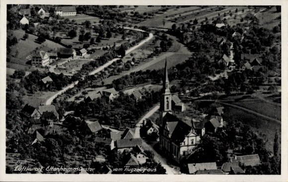 Ak Ettenheimmünster Ettenheim in Baden, Fliegeraufnahme