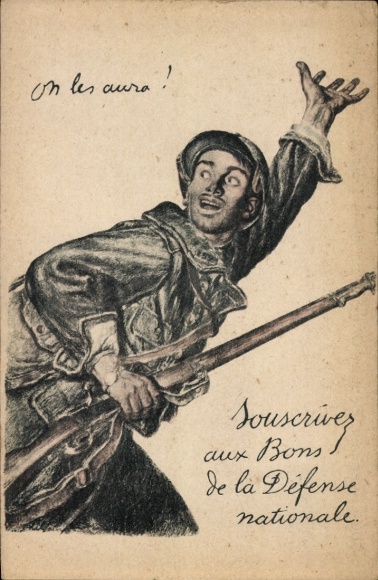 Ak-soldaat met geweer, laten we gaan, WWI