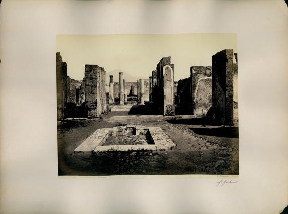 Photo around 1880, Pompei Campania, ruins of buildings, Casa di Panza, atrium