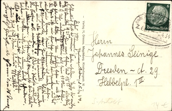 Postcard Neuwegersleben Saxony Anhalt, church, domain, post office