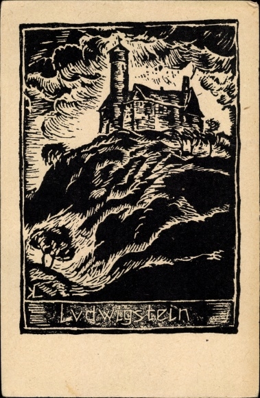 KP artysty Lotze, K., Witzenhausen, Herberge Ludwigstein, wykrój