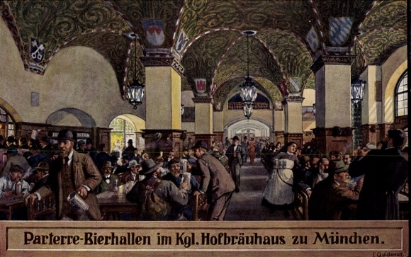 Postcard Munich, Parterre Beer Halls, Royal Hofbräuhaus