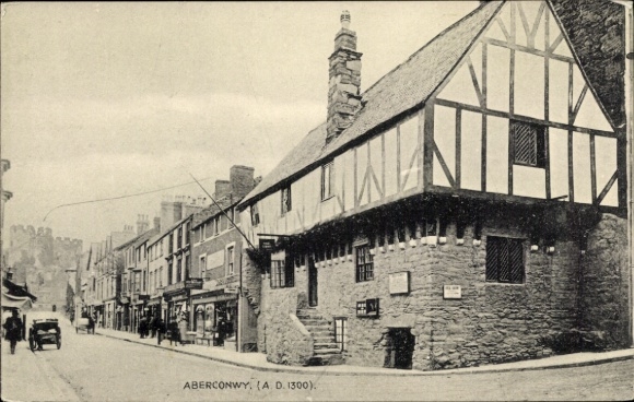 Postcard Aberconwy Wales, street scene