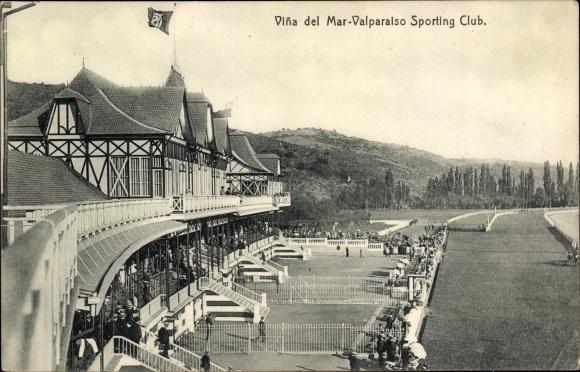 Postcard Valparaiso Chile, Sporting Club, Vina del Mar