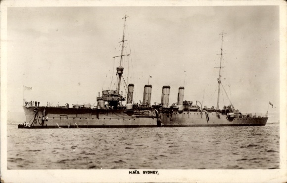 Postcard British warship, HMS Sydney