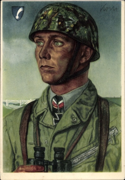 Artist Postcard Willrich, Wolfgang, Major Koch, Paratrooper, VDA School Collection 1940